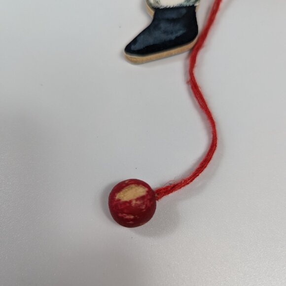 Vintage SANTA CLAUS Wooden Pull String Dancing Toy Christmas Ornament 8" - Picture 3 of 6